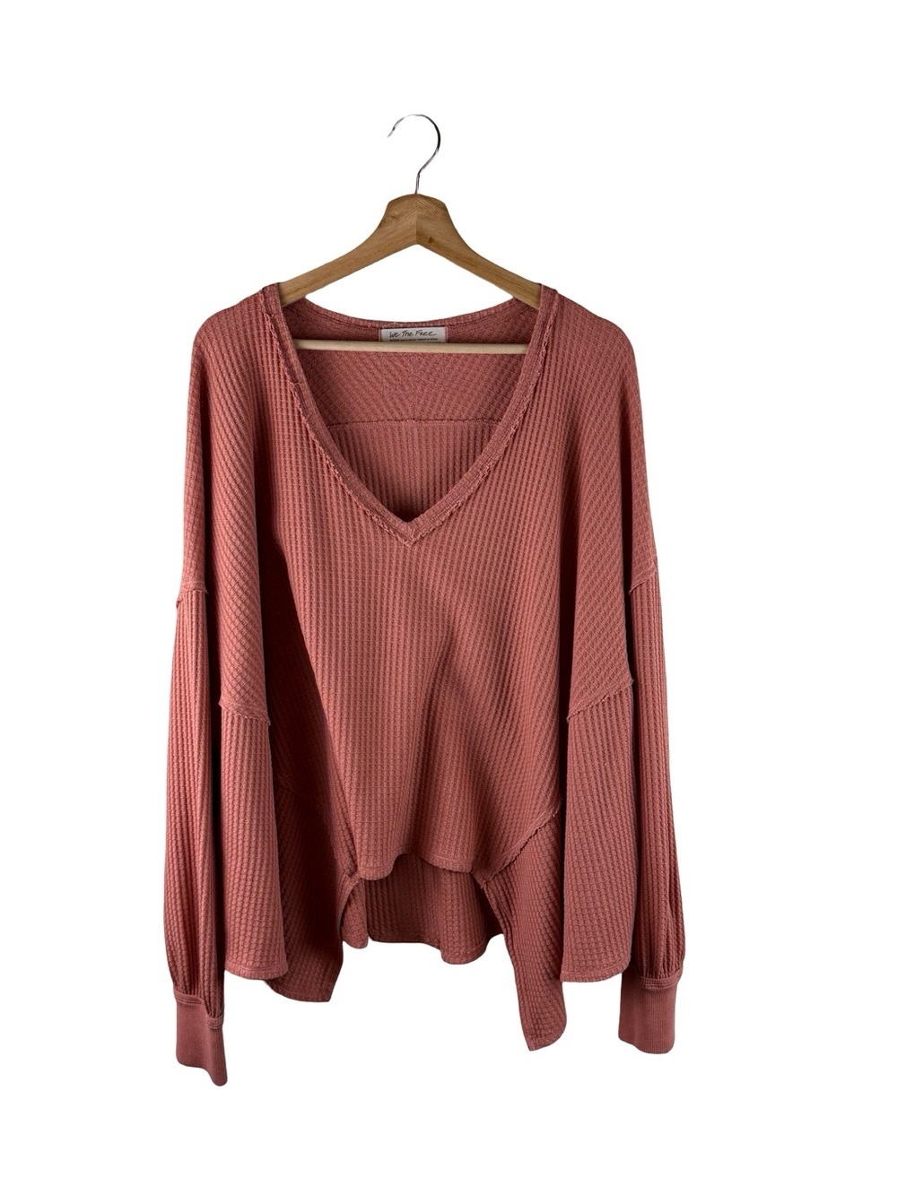 FREE PEOPLE WE THE FREE CORALINE Long sleeve waffle top shirt Oversized
